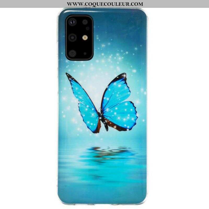 Coque Samsung Galaxy S20 Plus / S20 Plus 5G Papillon Bleu Fluorescente