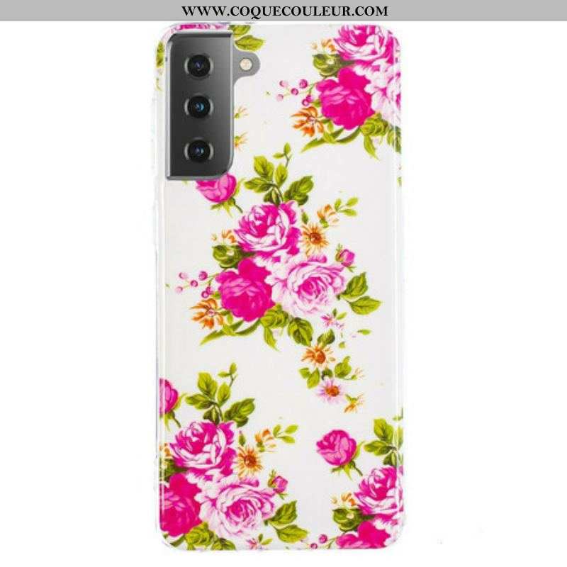 Coque Samsung Galaxy S21 5G Fleurs Liberty Fluorescente