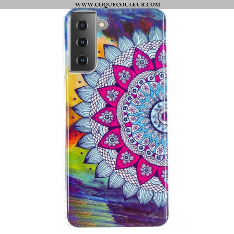 Coque Samsung Galaxy S21 5G Mandala Coloré Fluorescente