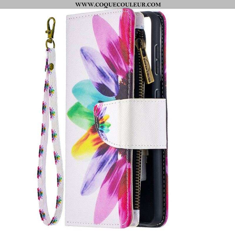 Housse Samsung Galaxy S21 5G Poche Zippée Fleur