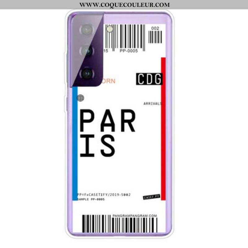 Coque Samsung Galaxy S21 5G Boarding Pass to Paris