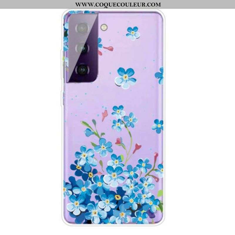 Coque Samsung Galaxy S21 5G Fleurs Bleues