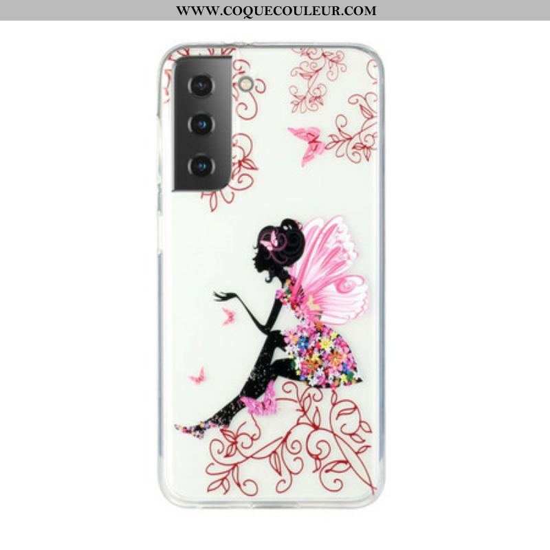 Coque Samsung Galaxy S2 5G Transparente Fée Fleurie