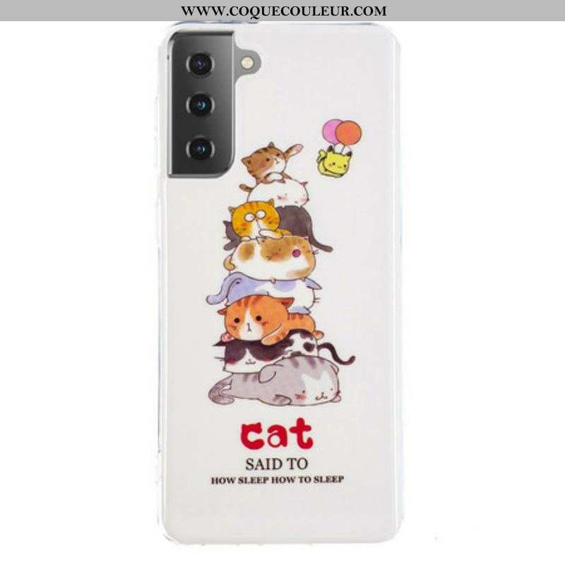 Coque Samsung Galaxy S21 5G Cats Fluorescente