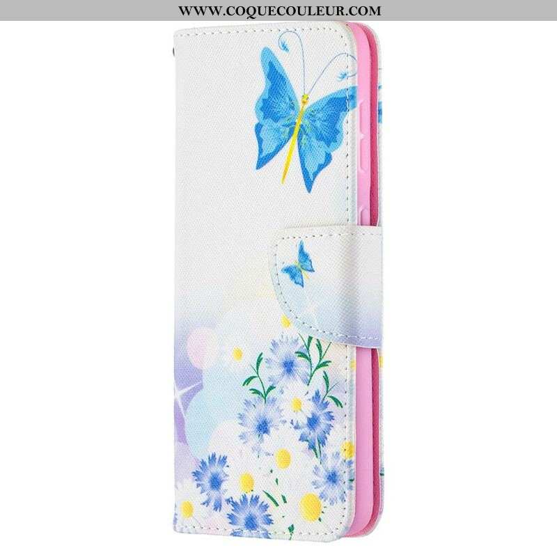 Housse Samsung Galaxy S21 5G Papillons et Fleurs Peints