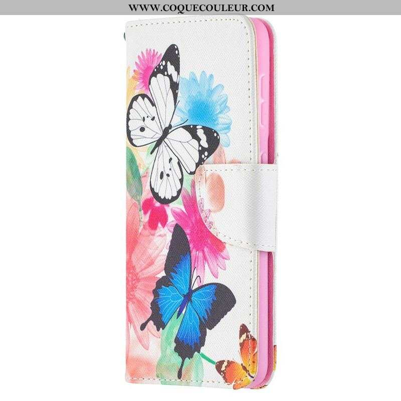 Housse Samsung Galaxy S21 5G Papillons et Fleurs Peints