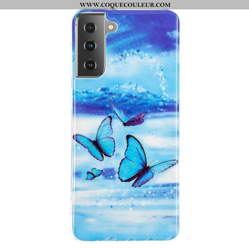 Coque Samsung Galaxy S21 5G Série Papillons Fluorescente