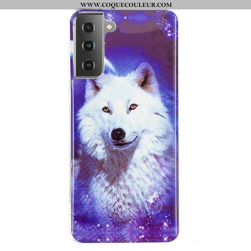 Coque Samsung Galaxy S21 5G Série Loup Fluorescente