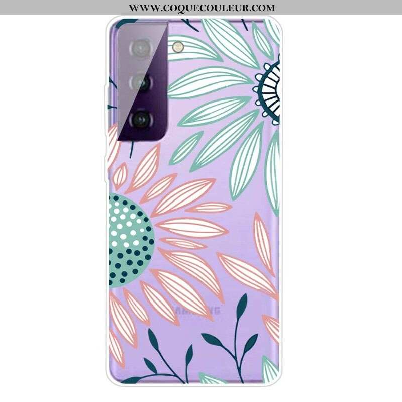 Coque Samsung Galaxy S21 5G Transparente Une Fleur