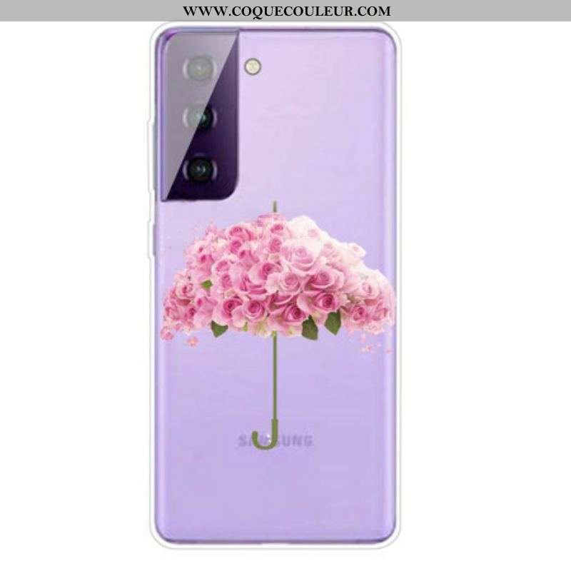 Coque Samsung Galaxy S21 5G Parapluie en Roses