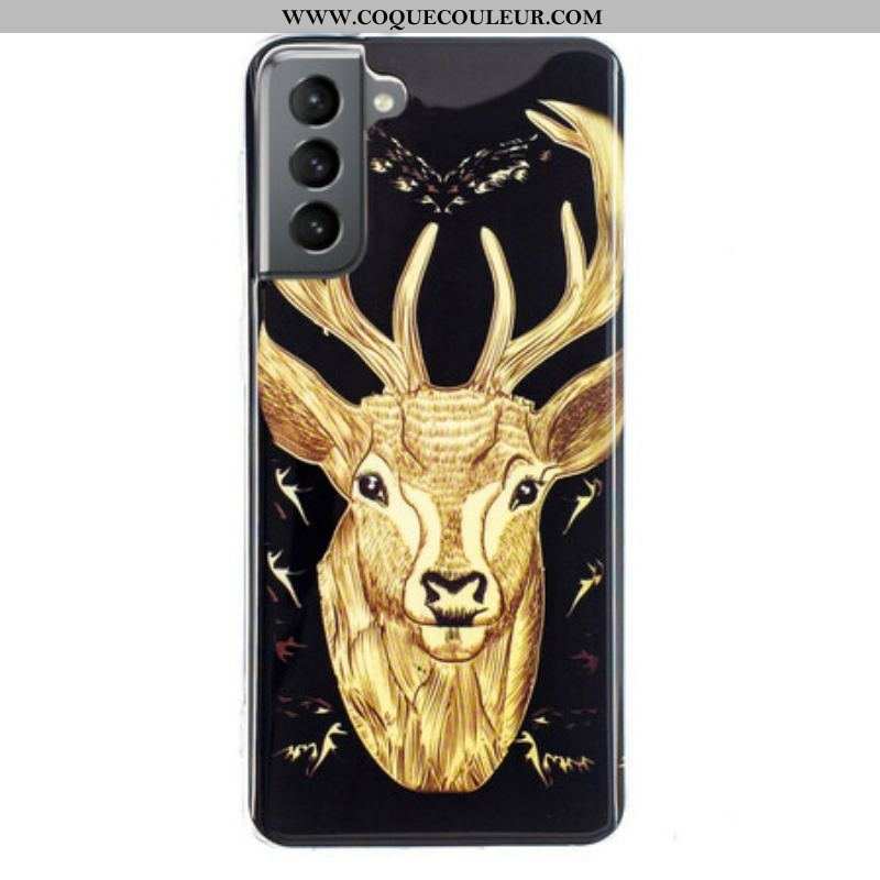 Coque Samsung Galaxy S21 FE Cerf Majestueux Fluorescente