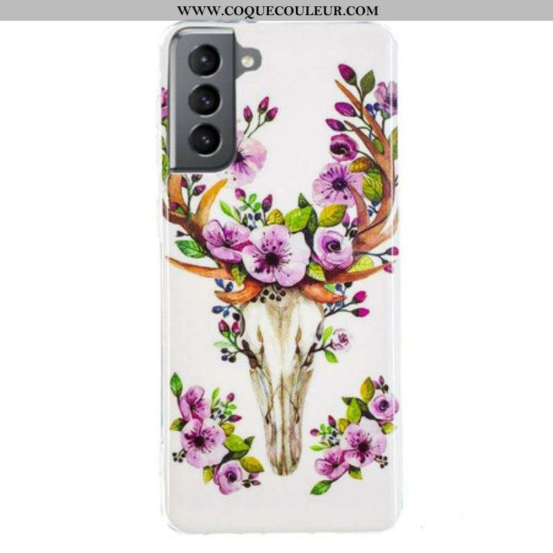 Coque Samsung Galaxy S21 FE Wapiti Fleuri Fluorescente