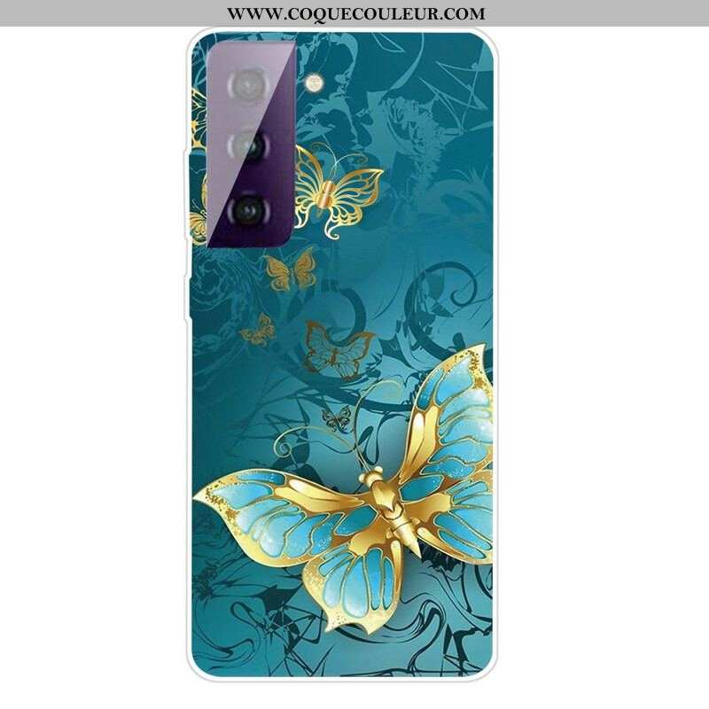 Coque Samsung Galaxy S21 FE Flexible Papillons