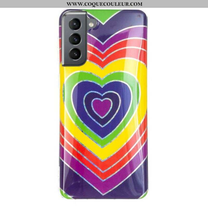 Coque Samsung Galaxy S21 FE Coeur Psychédélique