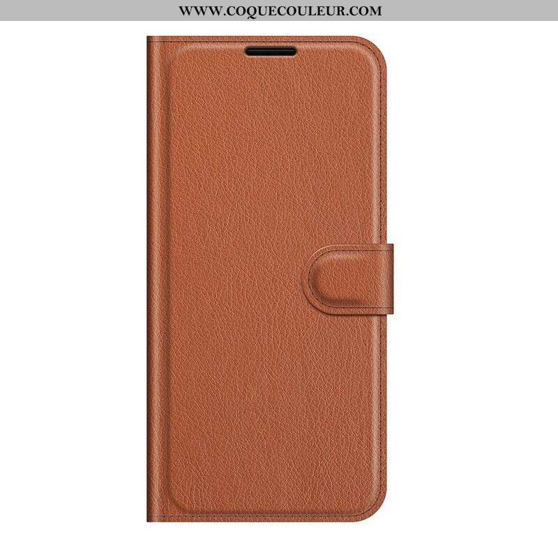 Housse Samsung Galaxy S21 FE Simili Cuir Litchi Classique