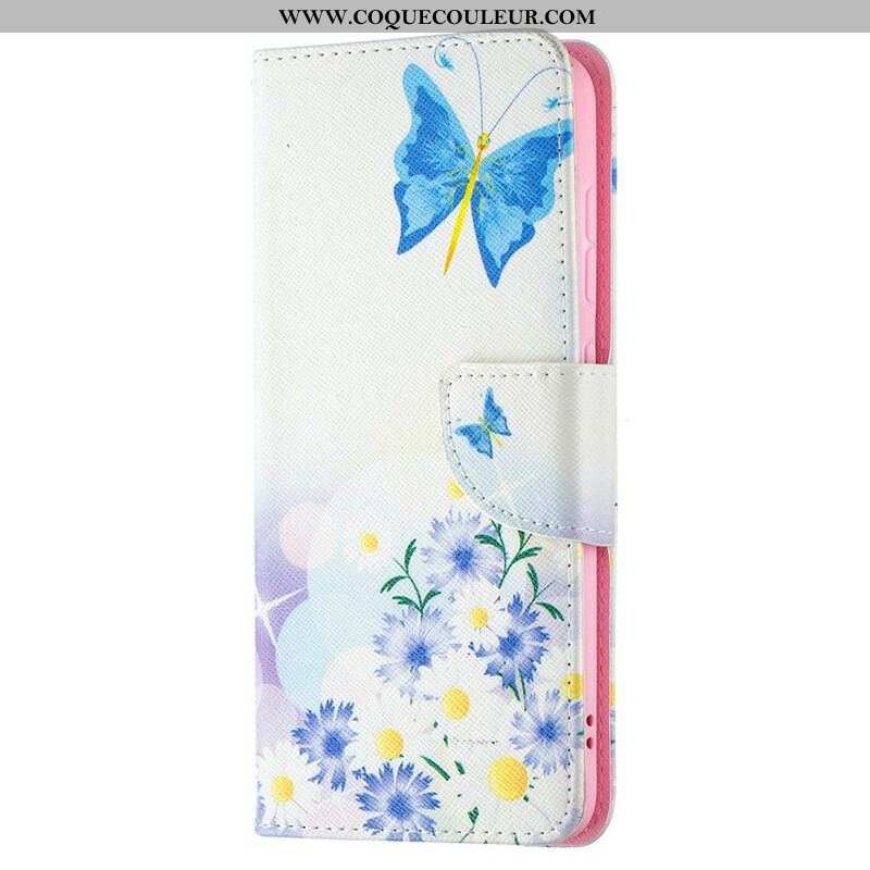 Housse Samsung Galaxy S21 FE Papillons et Fleurs Peints