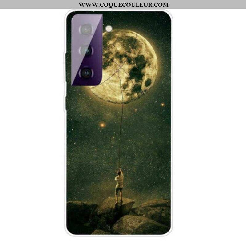 Coque Samsung Galaxy S21 FE Flexible Homme à la Lune