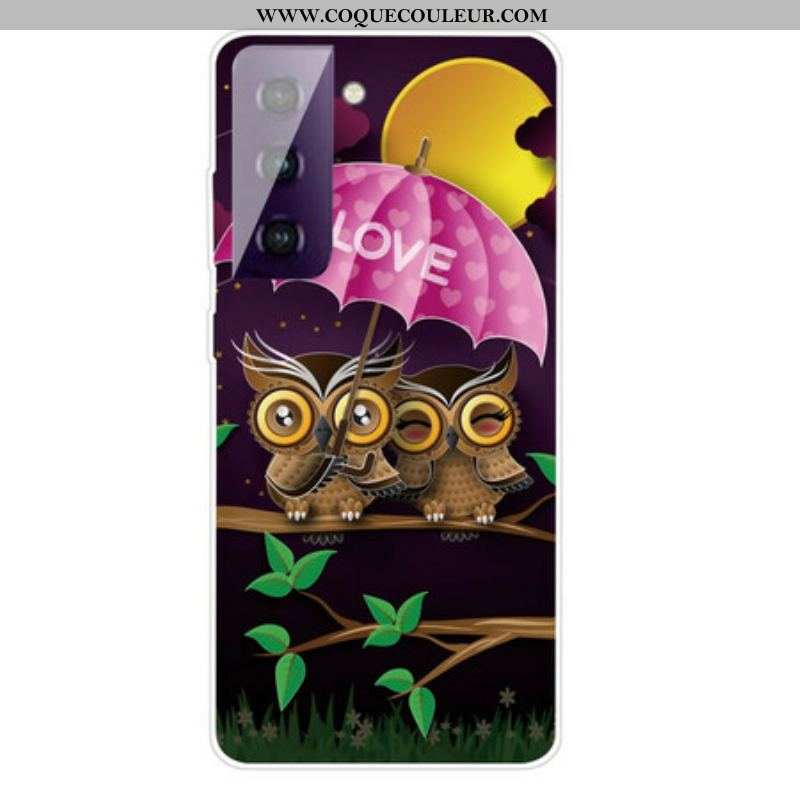 Coque Samsung Galaxy S21 FE Flexible Love Hiboux