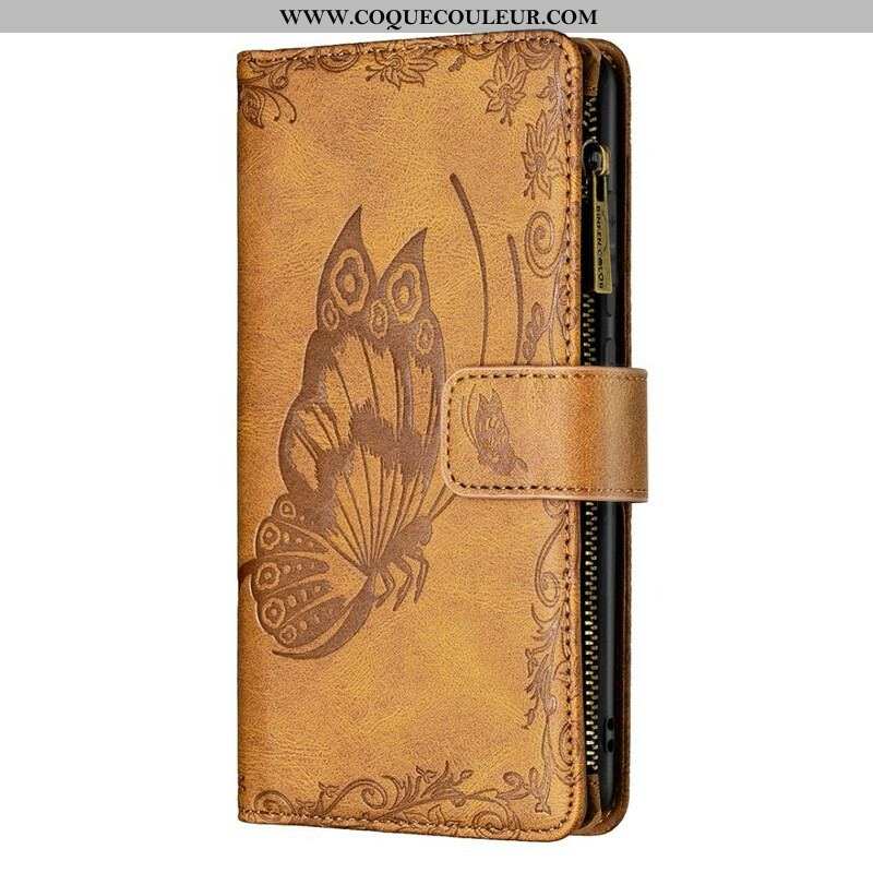 Housse Samsung Galaxy S21 FE Papillon Baroque Poche Zippée