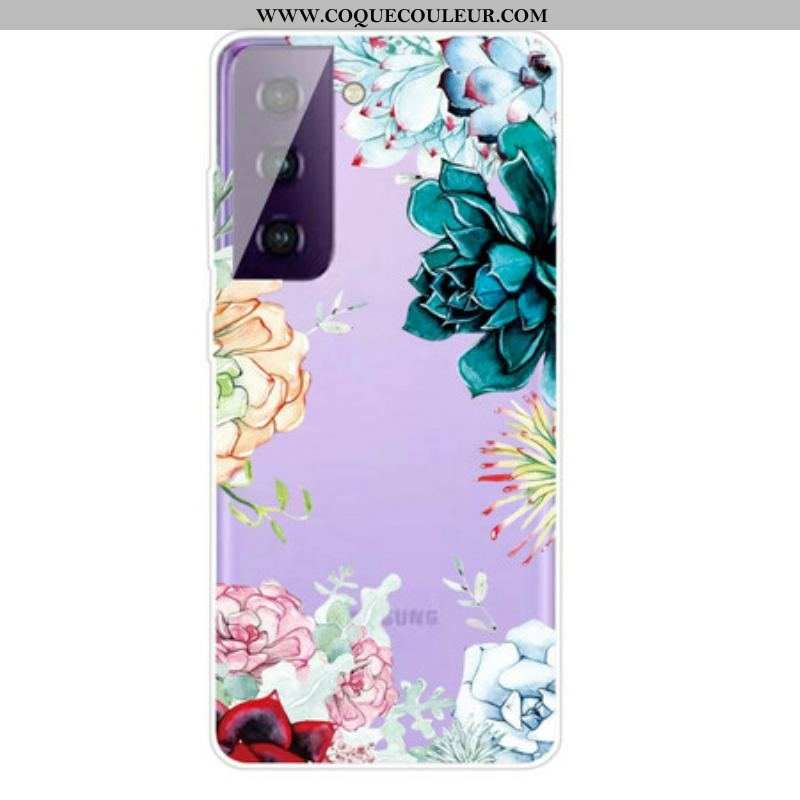 Coque Samsung Galaxy S21 FE Fleurs Aquarelle