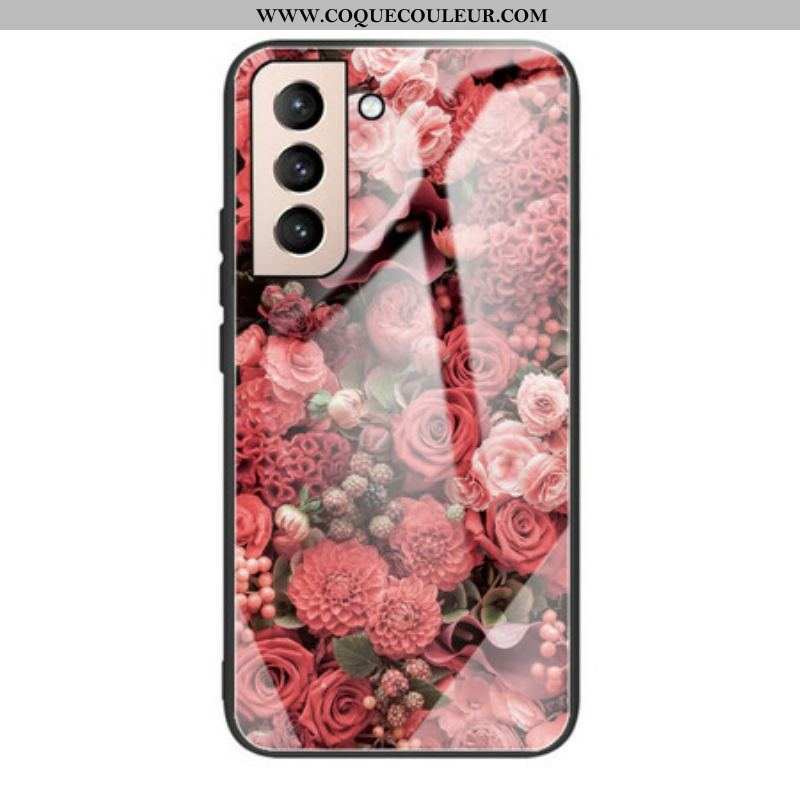 Coque Samsung Galaxy S21 FE Verre trempé Fleurs Roses