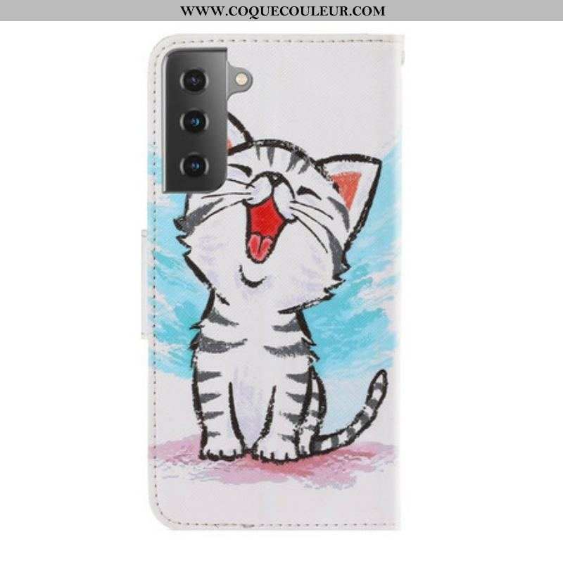 Housse Samsung Galaxy S21 Plus 5G Chaton Couleur à Lanière