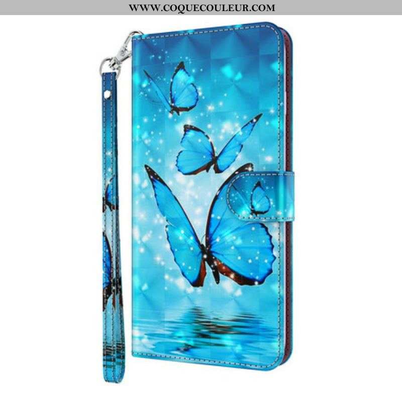 Housse Samsung Galaxy S21 Plus 5G Papillons Bleus Volants
