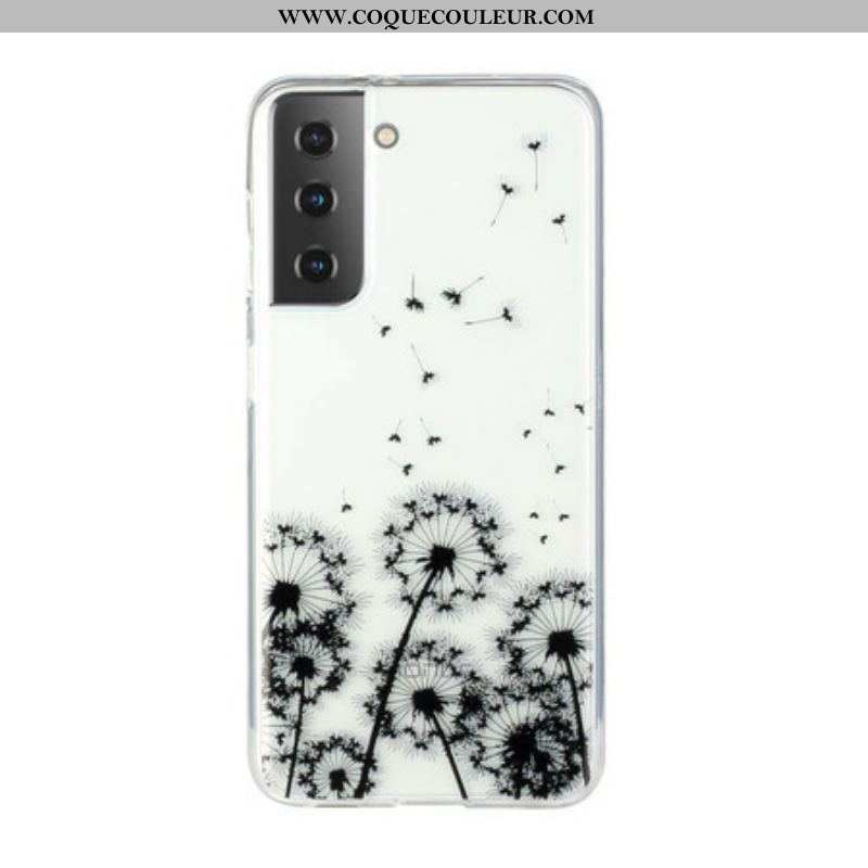 Coque Samsung Galaxy S21 Plus 5G Transparente Pissenlits Noirs