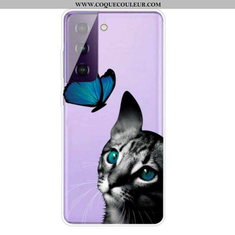 Coque Samsung Galaxy S21 Plus 5G Chat et Papillon