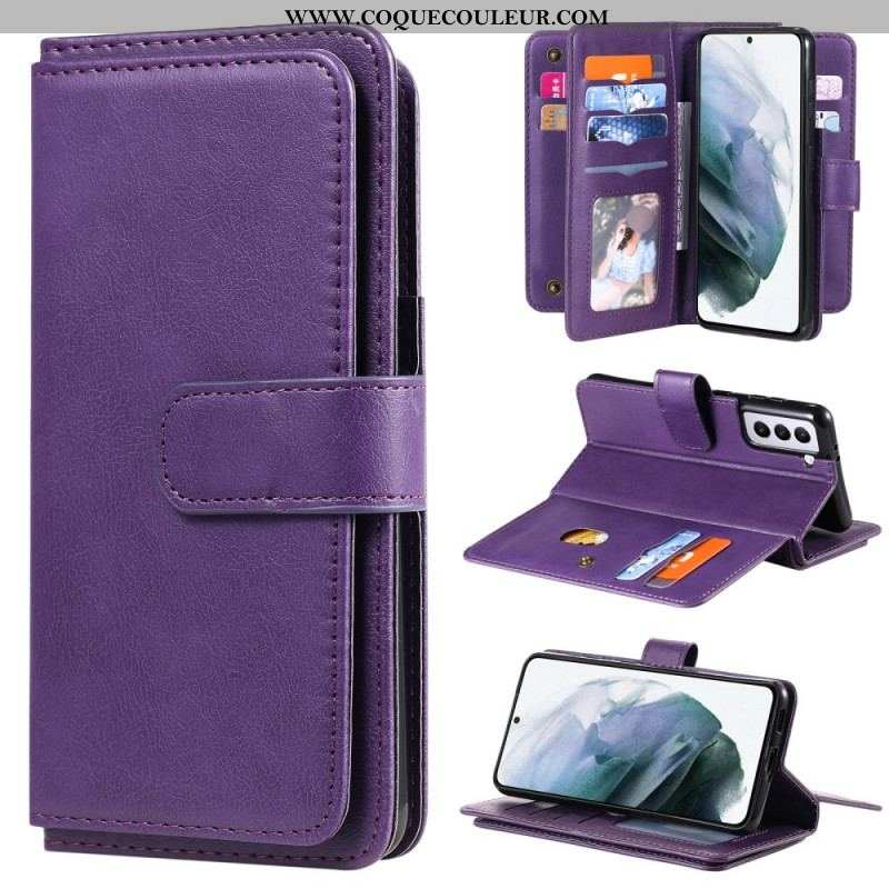 Housse Samsung Galaxy S21 Plus 5G Multi-fonctions 10 Porte-Cartes