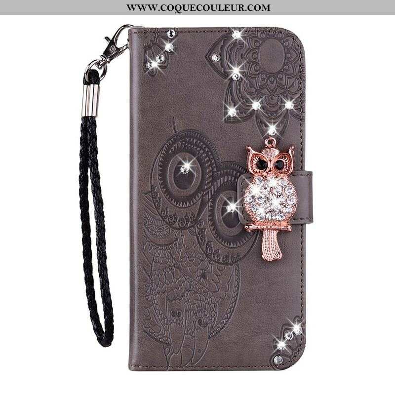 Housse Samsung Galaxy S21 Plus 5G Hibou Mandala et Breloque