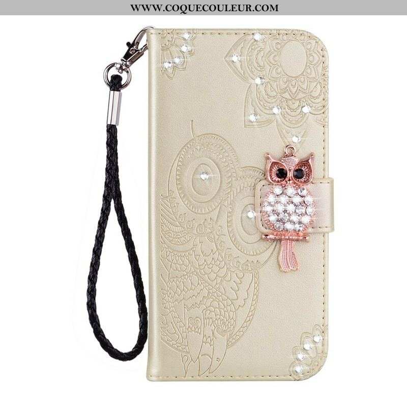 Housse Samsung Galaxy S21 Plus 5G Hibou Mandala et Breloque