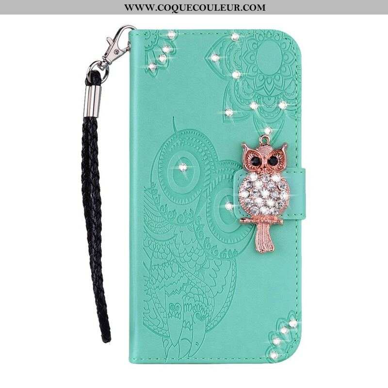 Housse Samsung Galaxy S21 Plus 5G Hibou Mandala et Breloque