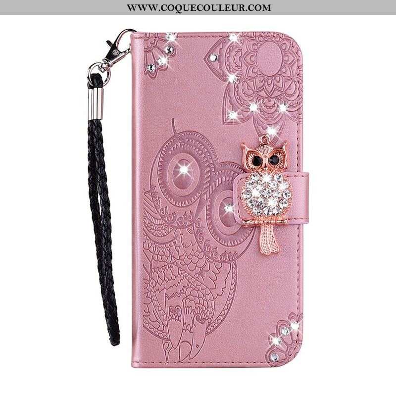 Housse Samsung Galaxy S21 Plus 5G Hibou Mandala et Breloque