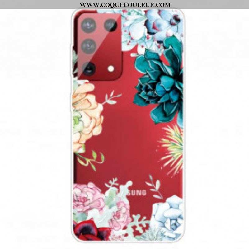 Coque Samsung Galaxy S21 Ultra 5G Fleurs Aquarelle