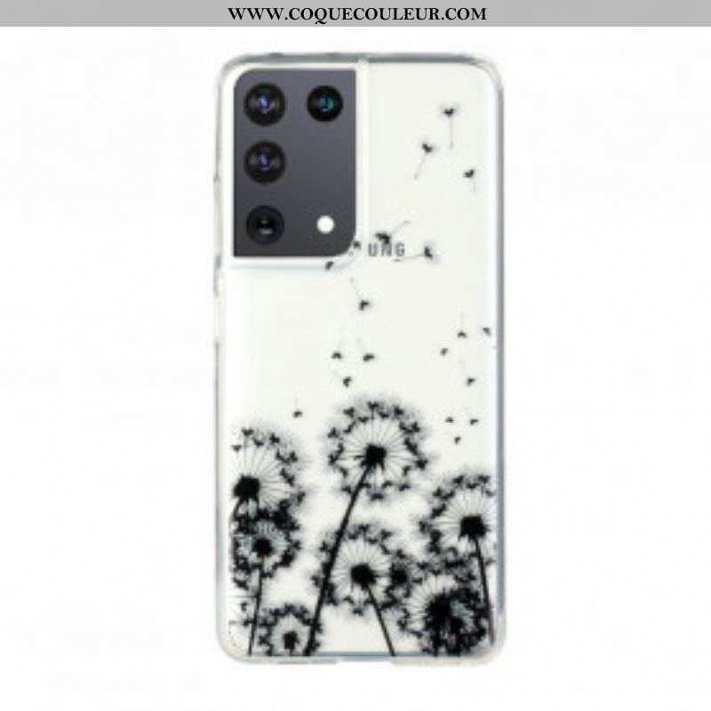 Coque Samsung Galaxy S21 Ultra 5G Transparente Pissenlits Noirs