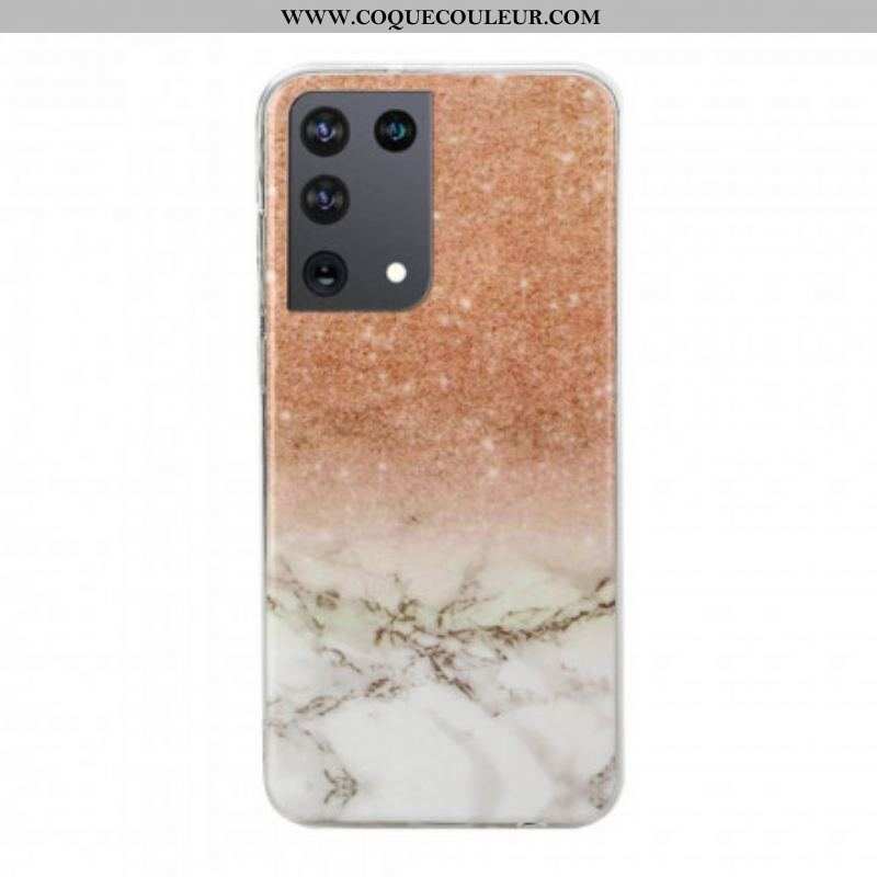 Coque Samsung Galaxy S21 Ultra 5G Marbre Paillettes Dégradés