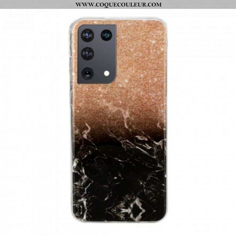 Coque Samsung Galaxy S21 Ultra 5G Marbre Paillettes Dégradés