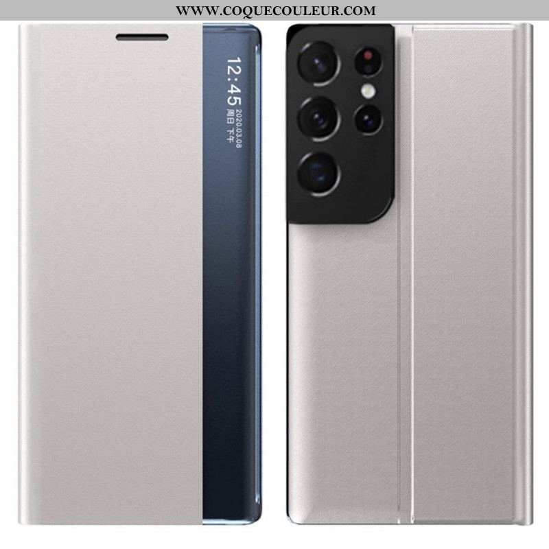 View Cover Samsung Galaxy S21 Ultra 5G Simili Cuir Texture Tissu