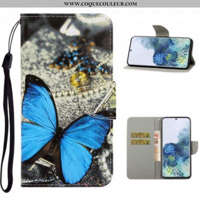 Housse Samsung Galaxy S21 Ultra 5G Variations Papillons à Lanière