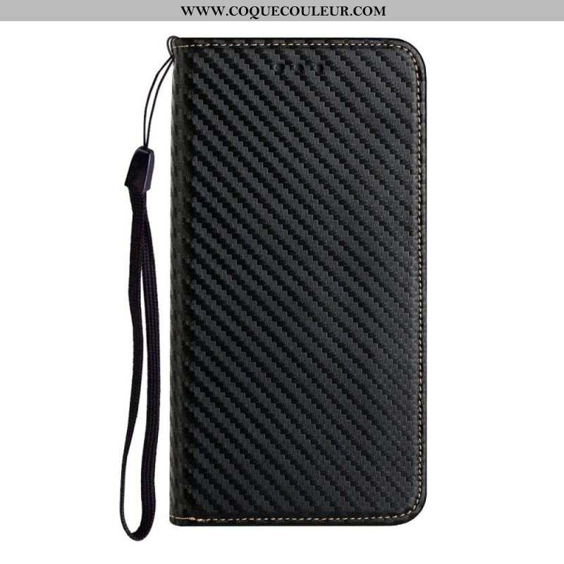 Flip Cover Samsung Galaxy S21 Ultra 5G Fibre Carbone à Lanière