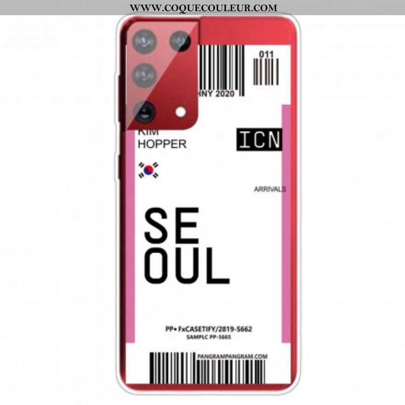 Coque Samsung Galaxy S21 Ultra 5G Boarding Pass to Seoul