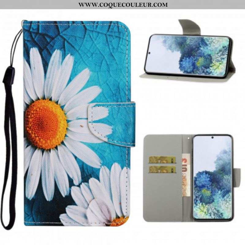 Housse Samsung Galaxy S21 Ultra 5G Fleurs Magistrales avec Lanière