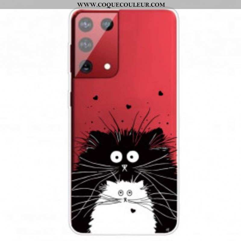 Coque Samsung Galaxy S21 Ultra 5G Regarde les Chats