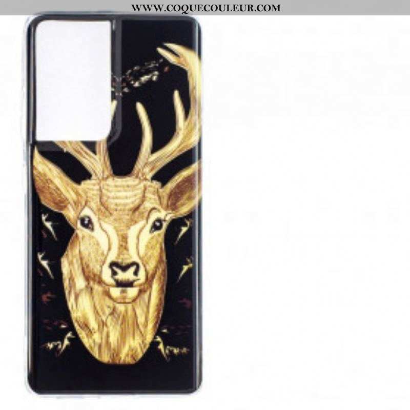 Coque Samsung Galaxy S21 Ultra 5G Cerf Majestueux Fluorescente