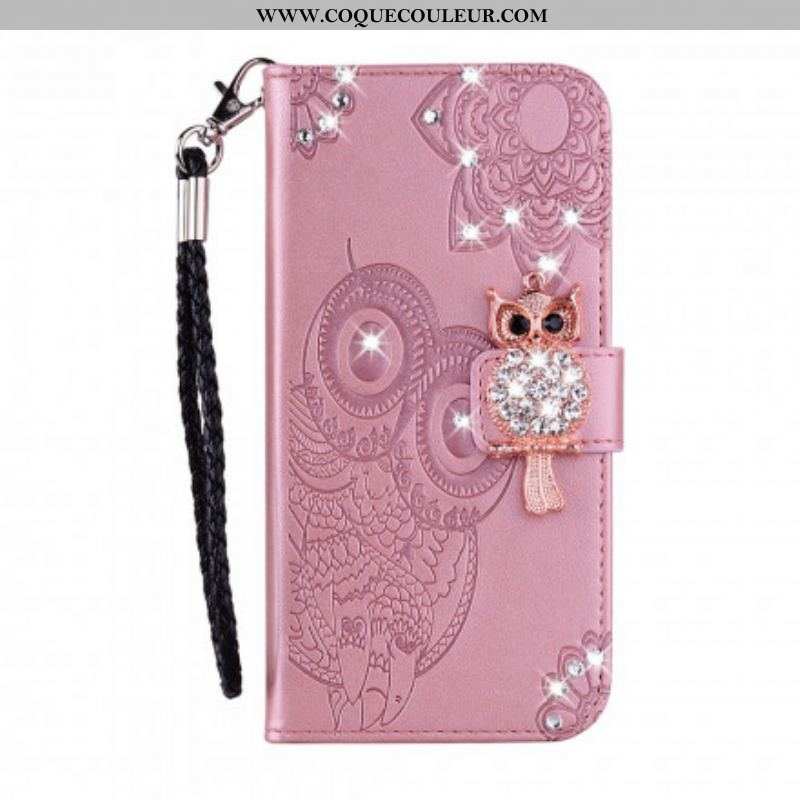 Housse Samsung Galaxy S21 Ultra 5G Hibou Mandala et Breloque