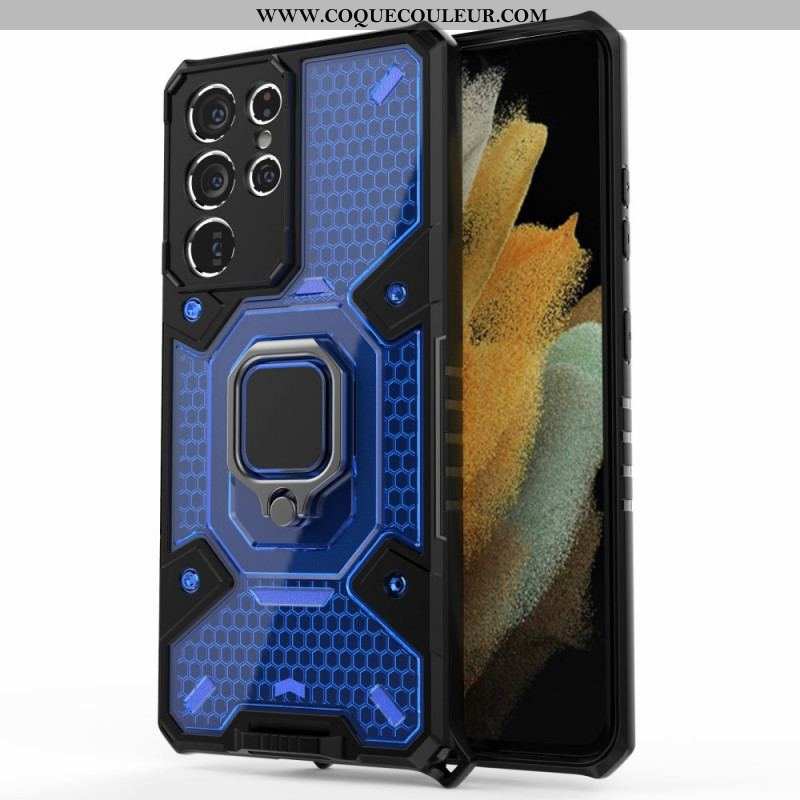 Coque Samsung Galaxy S21 Ultra 5G Nid d'Abeille avec Anneau