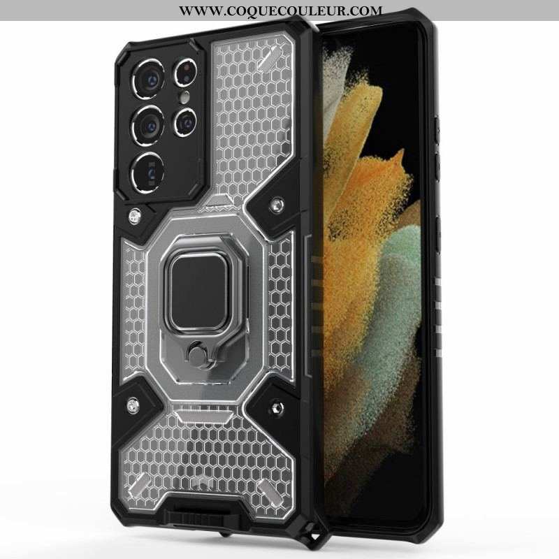 Coque Samsung Galaxy S21 Ultra 5G Nid d'Abeille avec Anneau