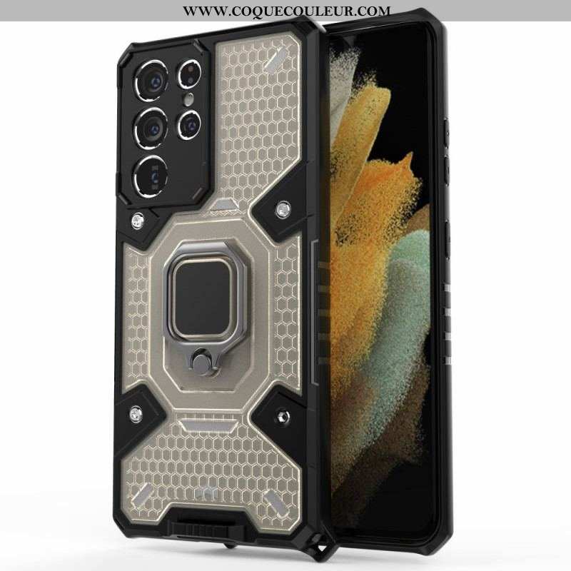 Coque Samsung Galaxy S21 Ultra 5G Nid d'Abeille avec Anneau