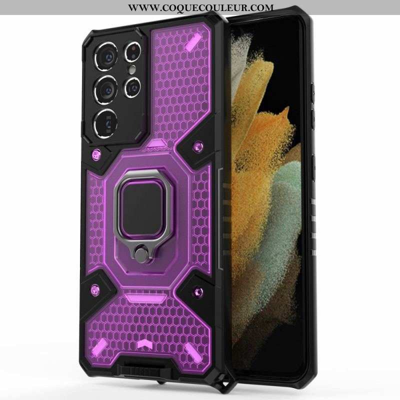 Coque Samsung Galaxy S21 Ultra 5G Nid d'Abeille avec Anneau